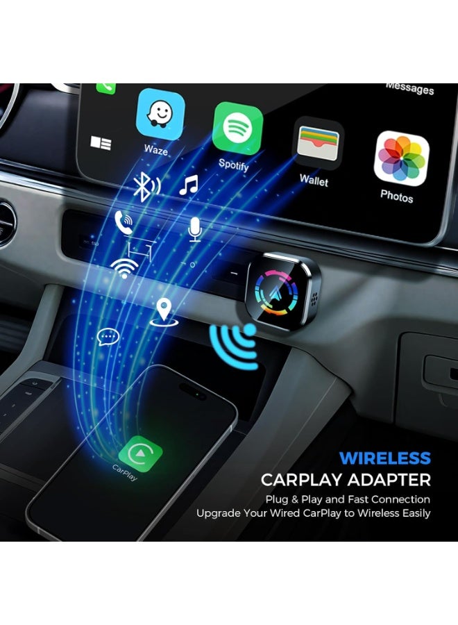 Wireless CarPlay Adapter for iPhone, 2025 Upgraded Wired to Wireless for Apple CarPlay, Mini USB Design Car Play Adapter with Type-C Extension, Plug and Play, Stable Connection & No Latency - Image 2
